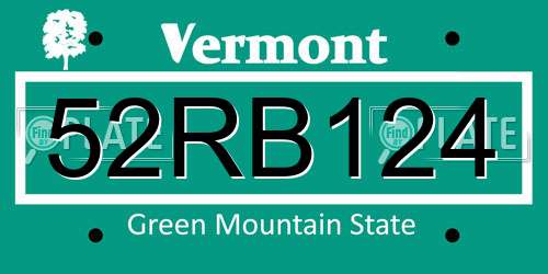 52RB124 Vermont License Plate