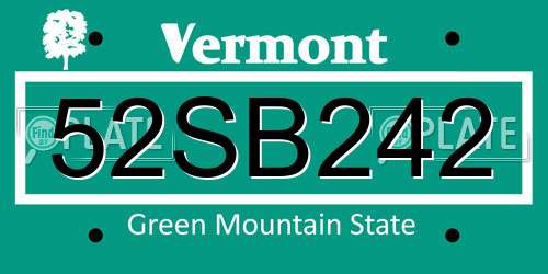 52SB242 Vermont License Plate
