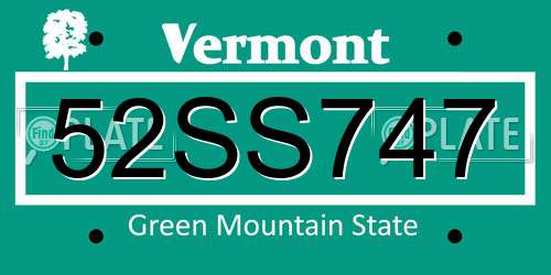 52SS747 Vermont License Plate