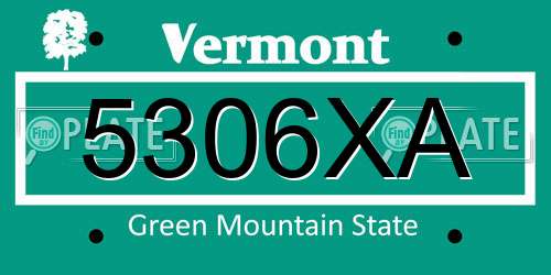 5306XA Vermont License Plate