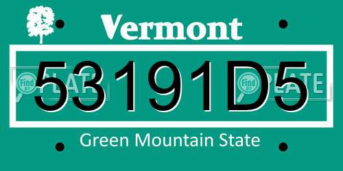 53191D5 Vermont License Plate