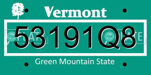 53191Q8 Vermont License Plate