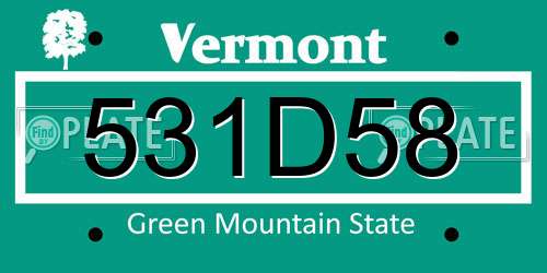 531D58 Vermont License Plate