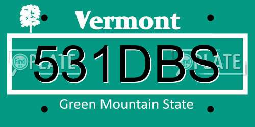 531DBS Vermont License Plate
