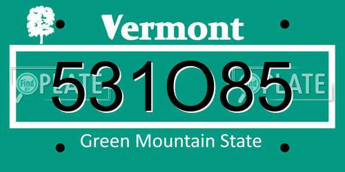 531O85 Vermont License Plate