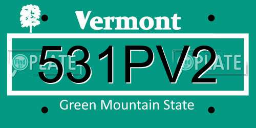 531PV2 Vermont License Plate