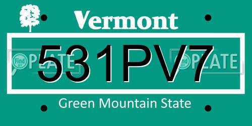 531PV7 Vermont License Plate
