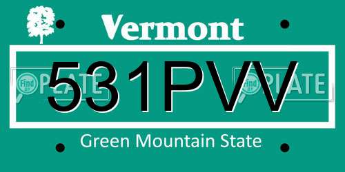 531PVV Vermont License Plate