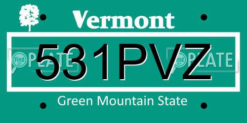 531PVZ Vermont License Plate