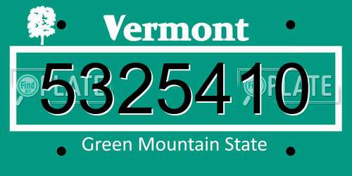 5325410 Vermont License Plate