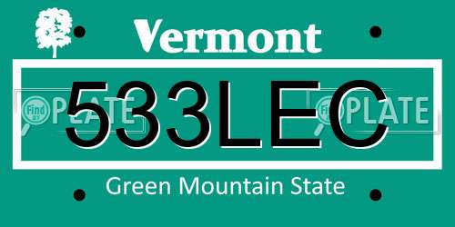 533LEC Vermont License Plate