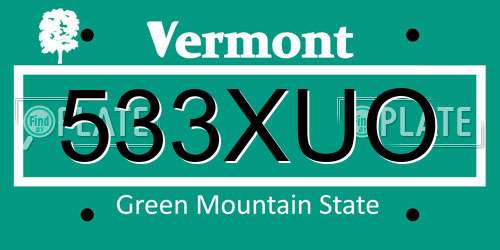 533XUO Vermont License Plate