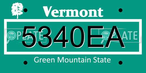 5340EA Vermont License Plate