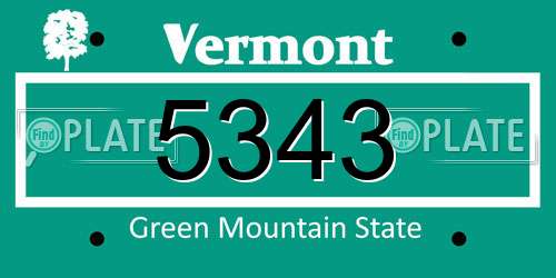 5343 Vermont License Plate