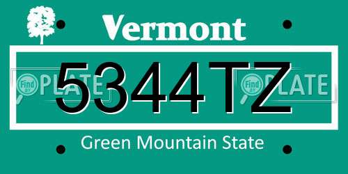 5344TZ Vermont License Plate