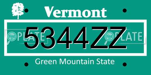 5344ZZ Vermont License Plate