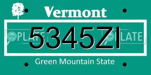 5345ZI Vermont License Plate