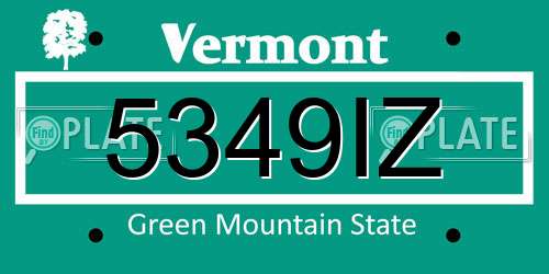 5349IZ Vermont License Plate