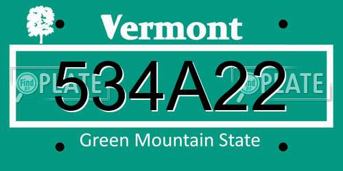 534A22 Vermont License Plate