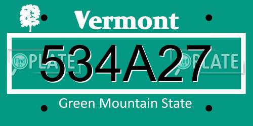534A27 Vermont License Plate