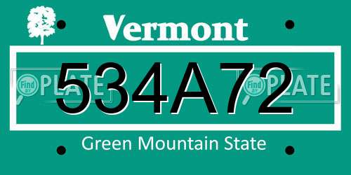 534A72 Vermont License Plate
