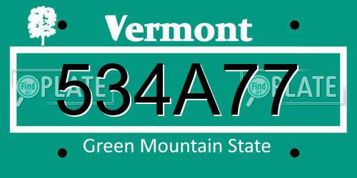 534A77 Vermont License Plate