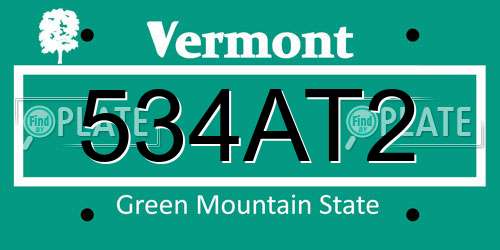 534AT2 Vermont License Plate