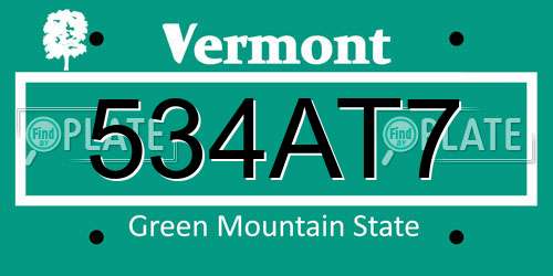 534AT7 Vermont License Plate