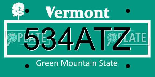534ATZ Vermont License Plate