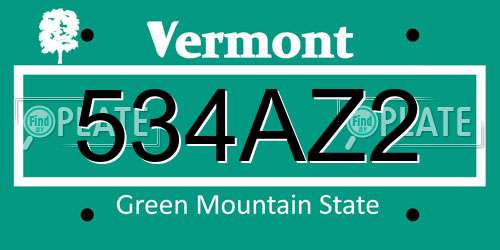 534AZ2 Vermont License Plate