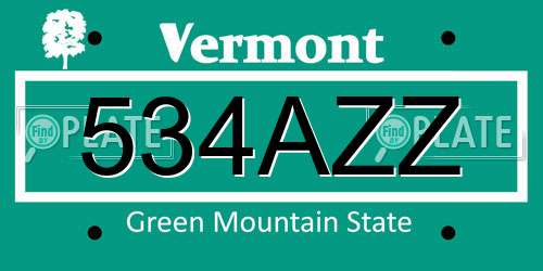 534AZZ Vermont License Plate