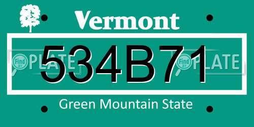 534B71 Vermont License Plate