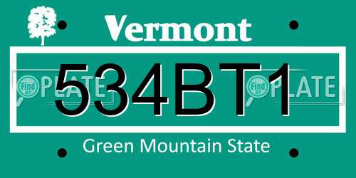 534BT1 Vermont License Plate