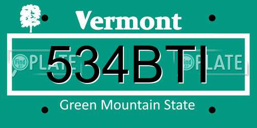 534BTI Vermont License Plate