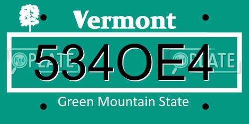 534OE4 Vermont License Plate