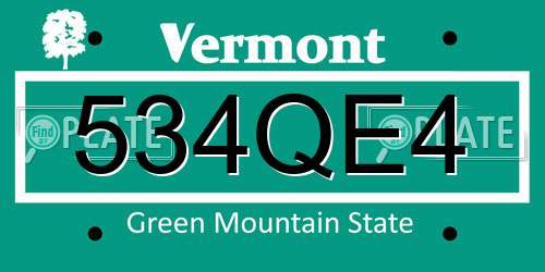 534QE4 Vermont License Plate