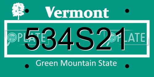 534S21 Vermont License Plate