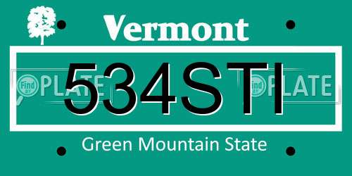 534STI Vermont License Plate