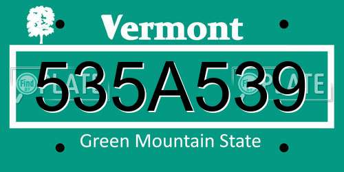 535A539 Vermont License Plate