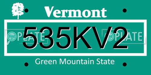 535KV2 Vermont License Plate