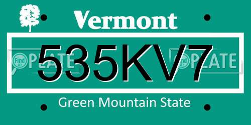 535KV7 Vermont License Plate