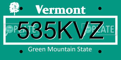 535KVZ Vermont License Plate