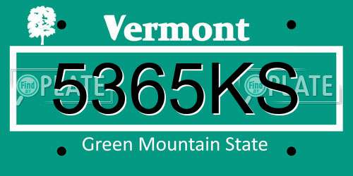 5365KS Vermont License Plate