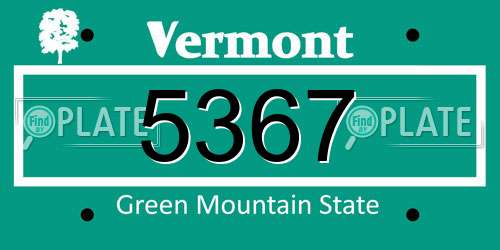 5367 Vermont License Plate