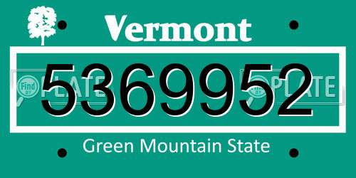 5369952 Vermont License Plate