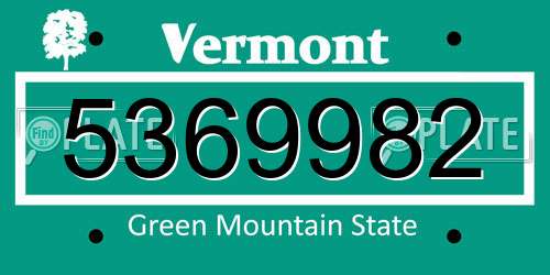 5369982 Vermont License Plate