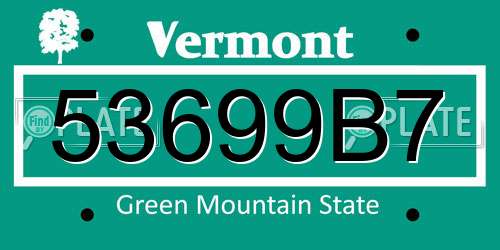 53699B7 Vermont License Plate