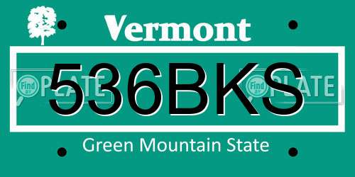 536BKS Vermont License Plate