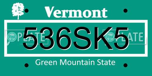 536SK5 Vermont License Plate