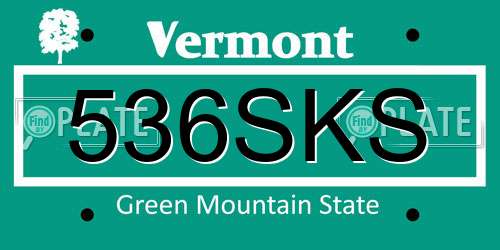 536SKS Vermont License Plate